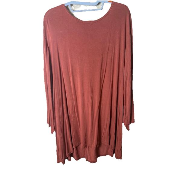 Ellos Plus 5X 38/40 Coral Orange Twist V Neck 3/4 Sleeve Knit Shirt Tunic Top - Picture 2 of 7